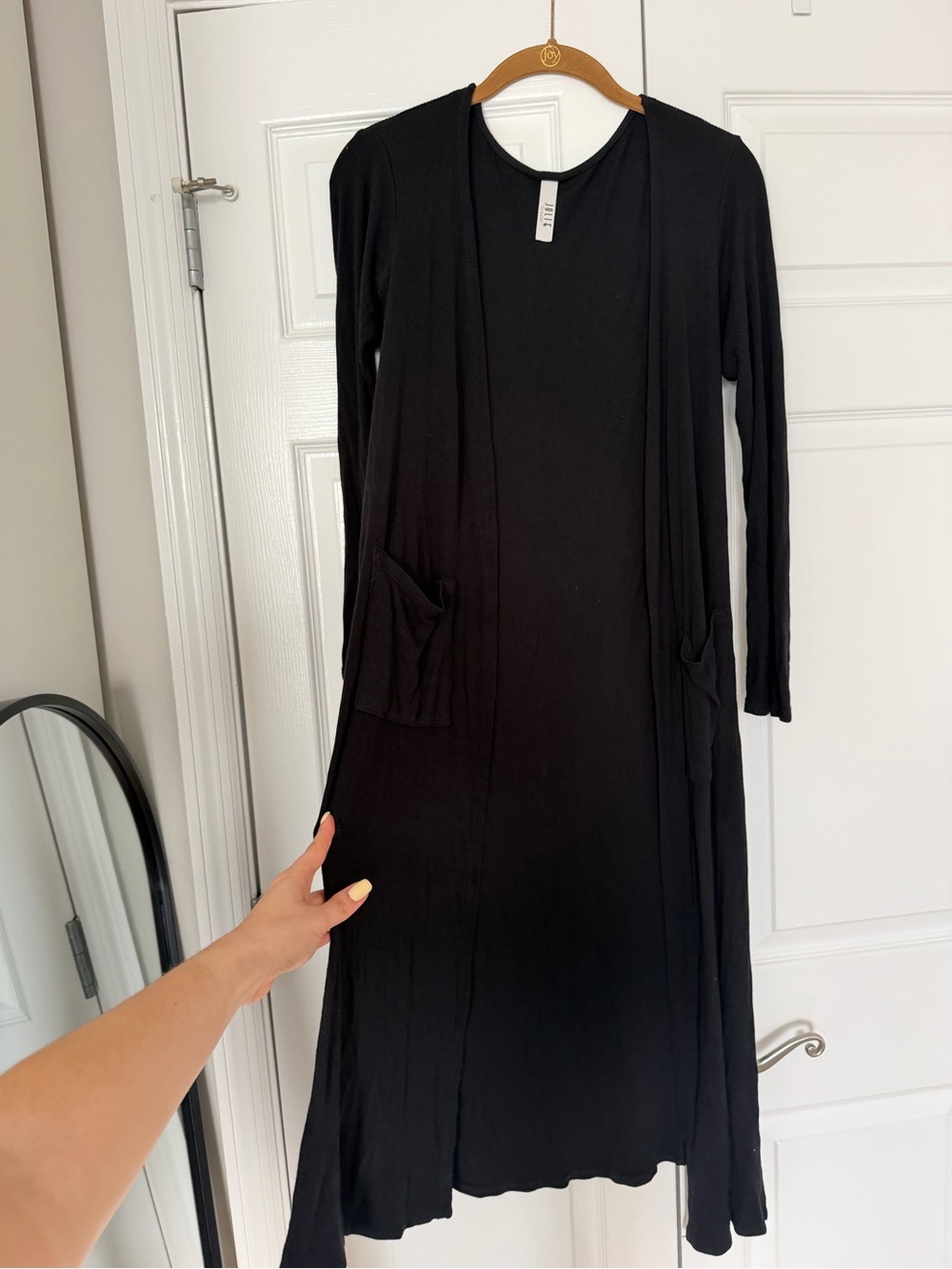Black Long Open Front Cardigan